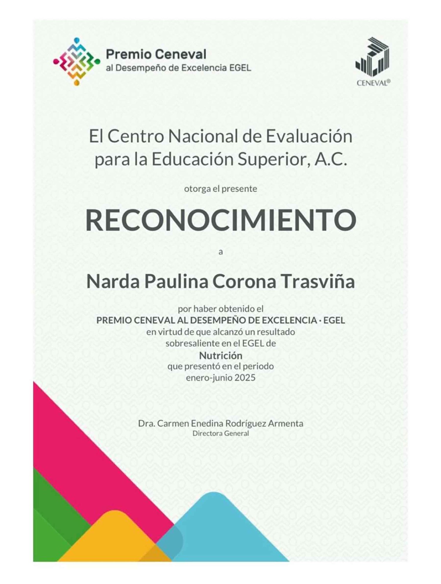 Este reconocimiento es otorgado a estudiantes sobresalientes en el Ceneval